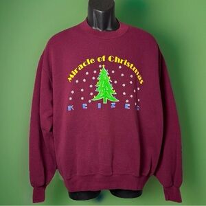 Vintage Miracle of Christmas Keizer Burgundy Crewneck Sweatshirt Men’s Size L